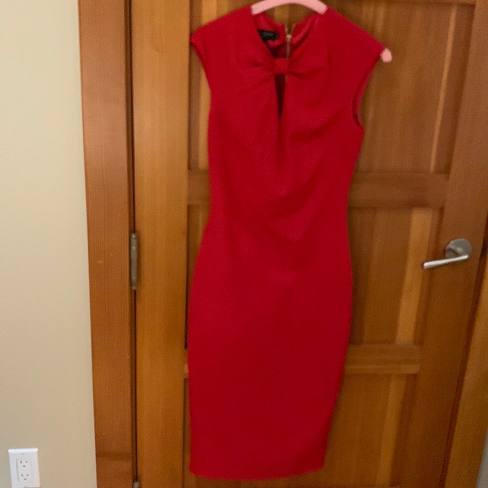 Ted Baker London Dress Kezzia Bow Neck Size 0 Red